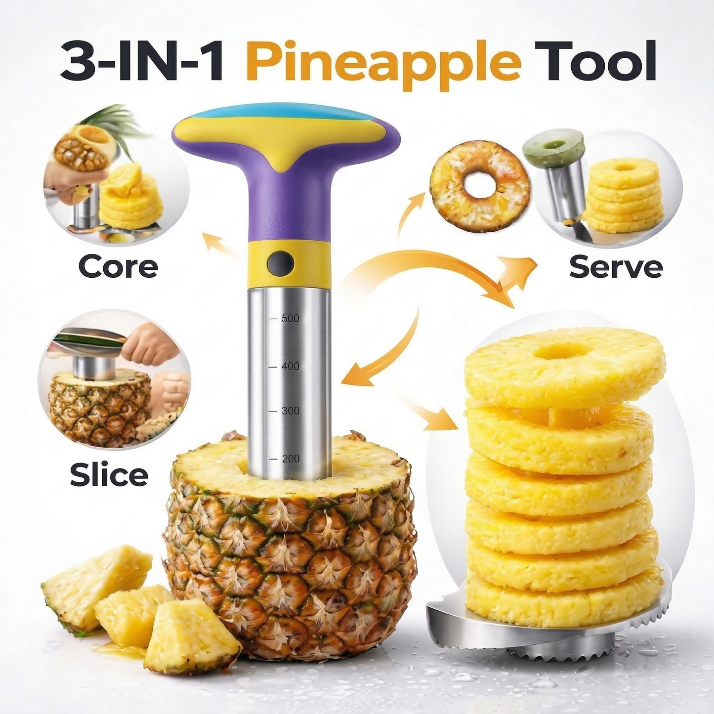 🍍𝑺𝒕𝒂𝒊𝒏𝒍𝒆𝒔𝒔 𝑺𝒕𝒆𝒆𝒍 𝑷𝒊𝒏𝒆𝒂𝒑𝒑𝒍𝒆 𝑪𝒐𝒓𝒆𝒓 & 𝑺𝒍𝒊𝒄𝒆𝒓 – 𝑬𝒂𝒔𝒚 𝑻𝒘𝒊𝒔𝒕 𝑭𝒓𝒖𝒊𝒕 𝑪𝒖𝒕𝒕𝒆𝒓 𝒘𝒊𝒕𝒉 𝑬𝒓𝒈𝒐𝒏𝒐𝒎𝒊𝒄 𝑯𝒂𝒏𝒅𝒍𝒆