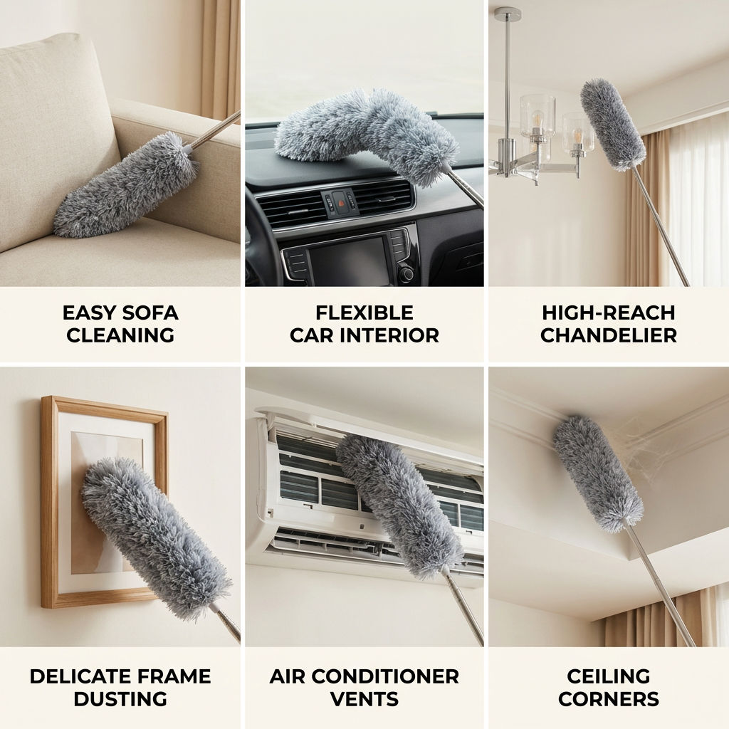 Elynethra™ Bendable Microfiber Duster with Telescopic Pole – Lightweight, Flexible & Reach Up to 2.5m