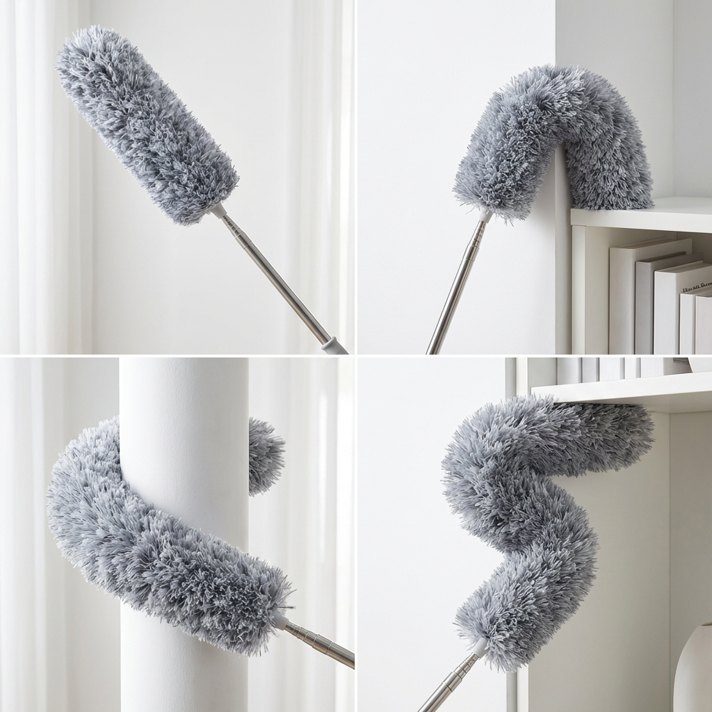 Elynethra™ Bendable Microfiber Duster with Telescopic Pole – Lightweight, Flexible & Reach Up to 2.5m